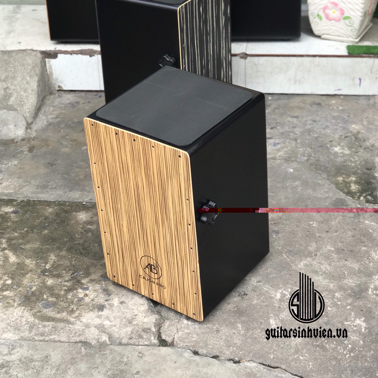 Trống cajon AB Drum trắng sọc cho người mới tập chơi - Âm thanh hay