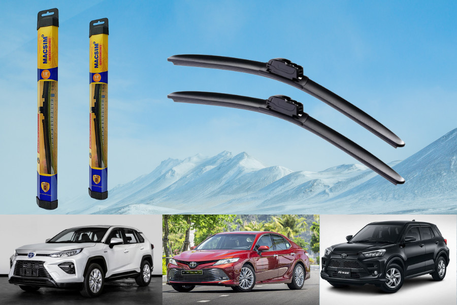 Combo  gạt nước mưa ô tô Nano Silicon Macsim cho xe Toyota Cross 2020-2022