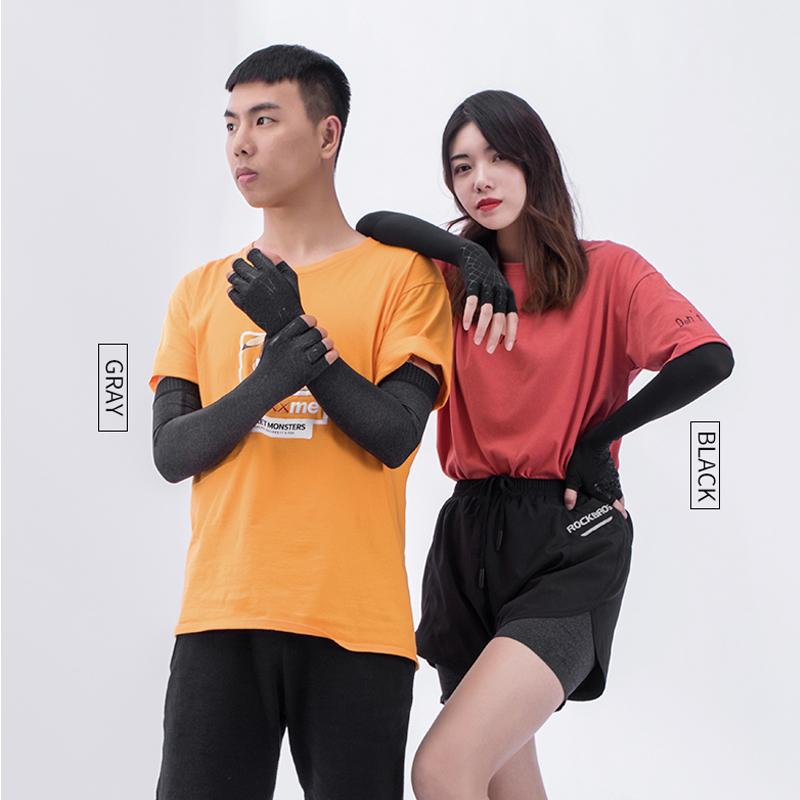 ROCKBROS Đi Xe Đạp Nữ Tay Thể Thao Ngoài Trời Cánh Tay Nữ Tay Chống Nắng Tia UV Cánh Tay Tay Băng Vải Chạy Đi Xe Đạp Vòng Tay Kèm Nhẫn Găng Tay