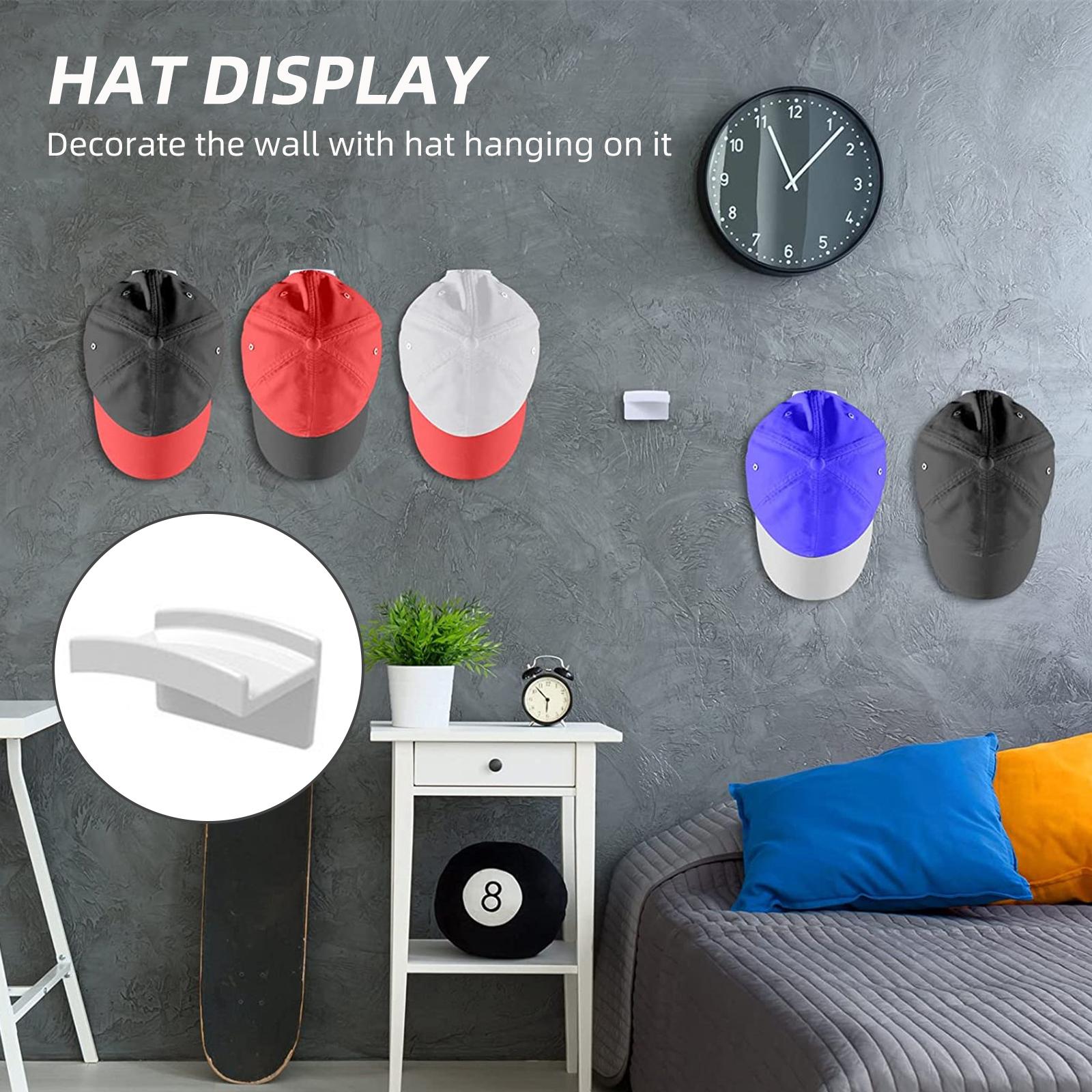 10PCS Hat Hook Self Adhesive Wall Mounted No Drilling Hat Rack Hat Hanger Holder for Hat Earphone Key Scarf
