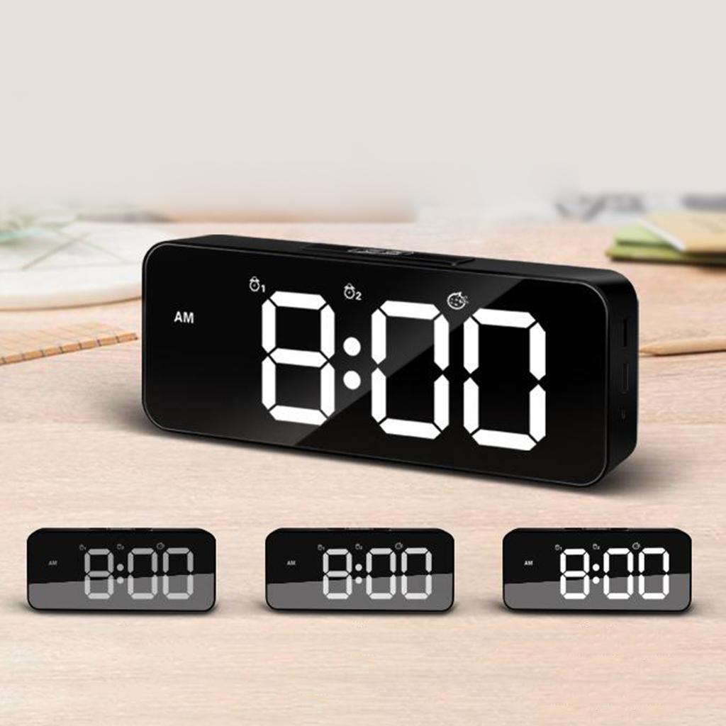 2pcs Digital Alarm Clock LED Display with Dual USB Charger Port Easy Snooze
