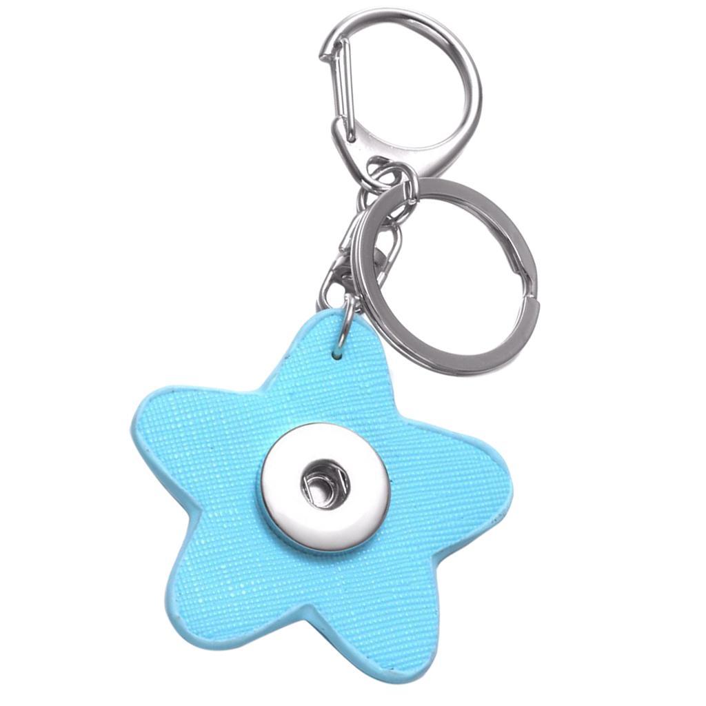 Key Chain Cute Pentagram Key Ring for Decorating Car Keys, Home Keys, Bag Purse Decoration, Easy To Find, 5 Color Choices (PU+Alloy)