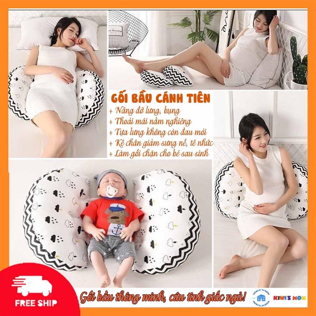 GỐI ĐỠ BỤNG BẦU CÁNH TIÊN CAO CẤP - Điều chỉnh được khoảng cách, vải cotton Hàn Quốc