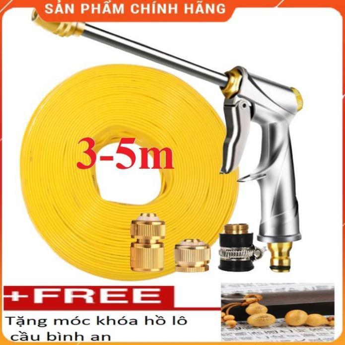 Bộ dây vòi xịt nước rửa xe,tưới cây , tăng áp 3 lần,loại 3m,5m 206701-2đầu đồng,cút đồng+ móc khoá