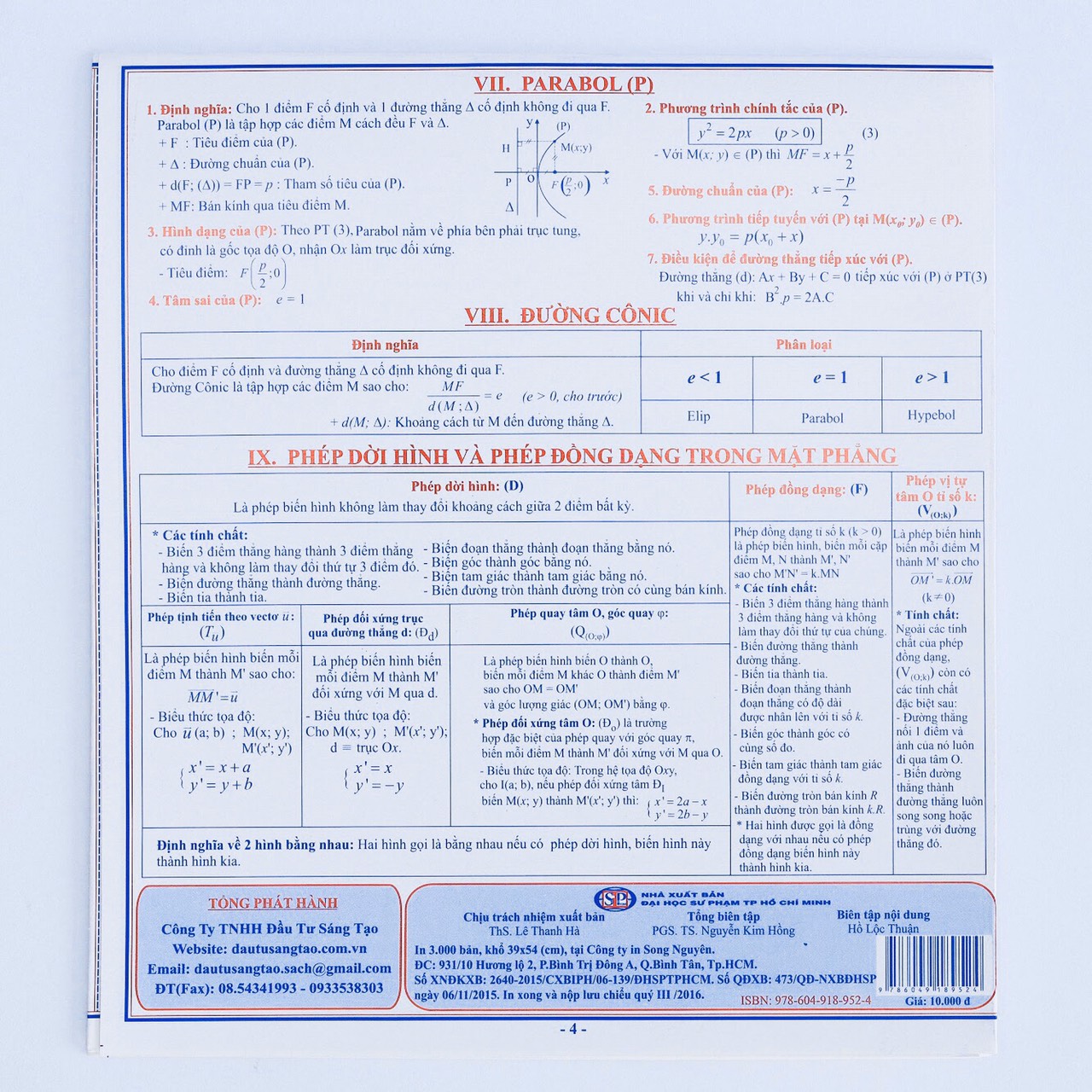 Tóm tắt kiến thức Hình học 10-11-12