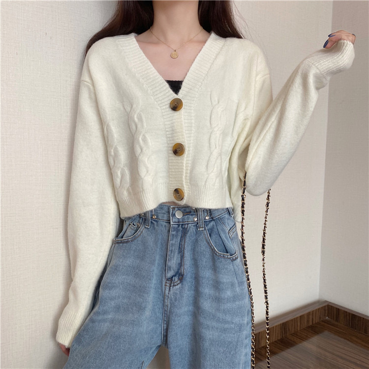 Áo khoác len croptop hàn quốc - áo khoác len nữ cardigan vintage