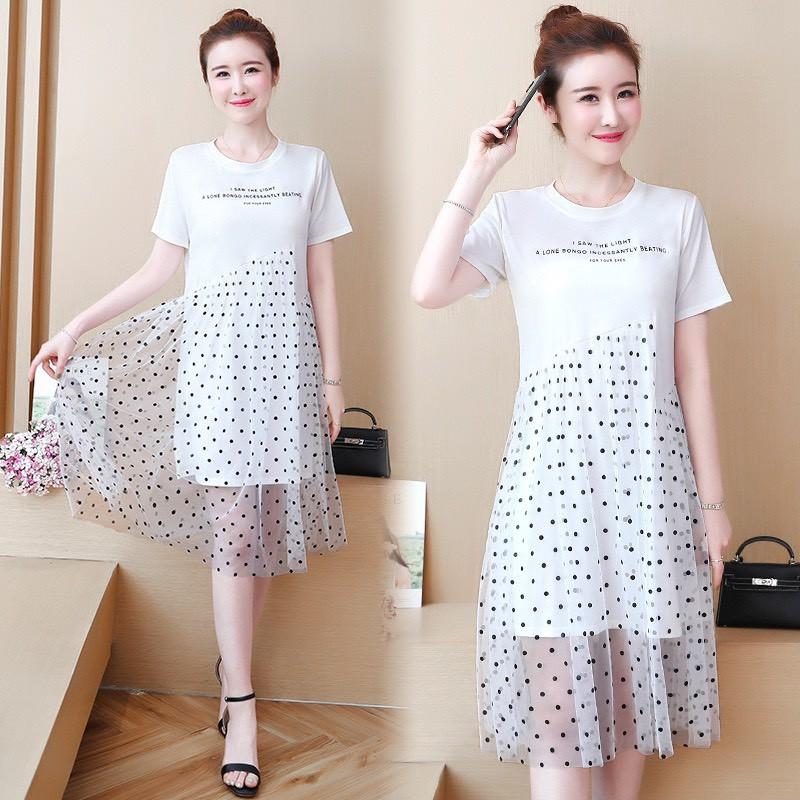 Váy bầu mùa hè chất mát - Đầm bầu cotton phối ren siêu sang chảnh W168