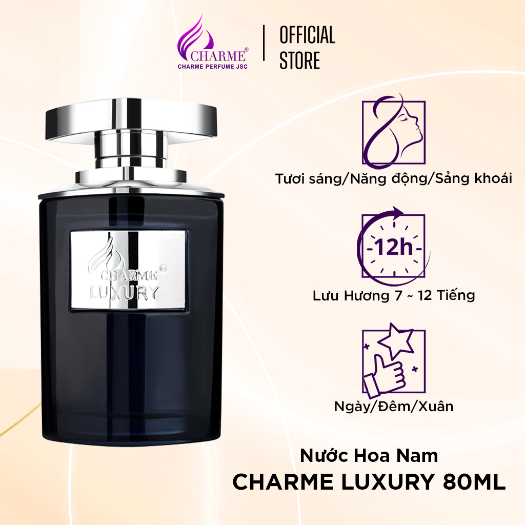 Nước hoa nam cao cấp, Charme Luxury, lưu hương lâu, hương mát lạnh pha chút nồng ấm, 80ml