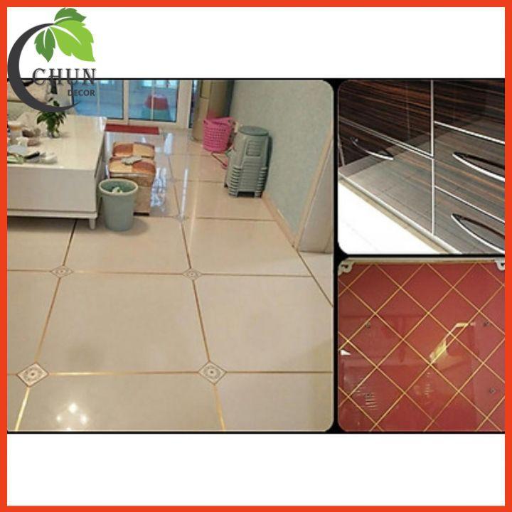 Cuộn chỉ dán viền gạch, decal dán viền gạch dài 50m trang trí vách tường, nền gạch ốp lát khồng thấm nước, chống bụi bẩn