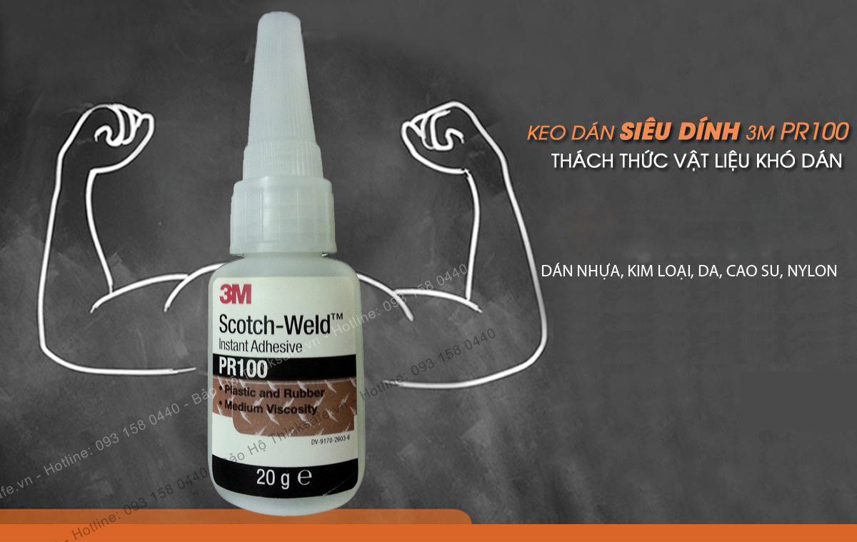 Keo dán đa năng siêu dính 3M PR100 SCOTCH WELD 20g, siêu dính siêu bền mau khô dễ sử dụng, đặc biệt không hóa trắng, không phát sinh nhiệt