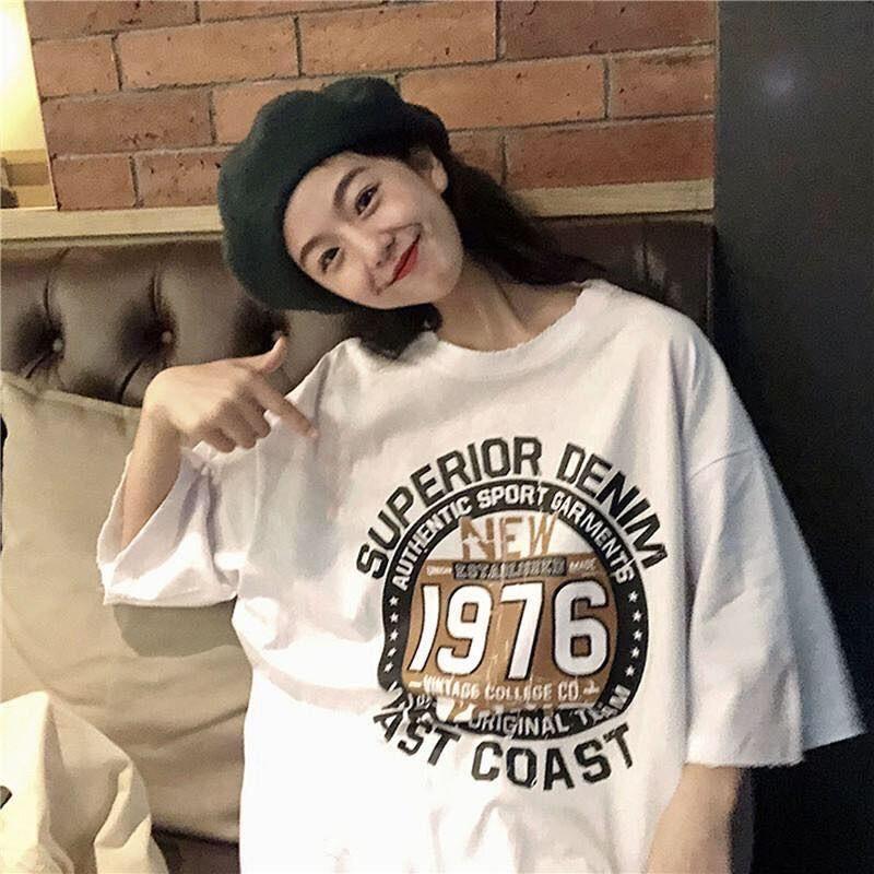 Áo phông unisex nam nữ tay lỡ thun form rộng teen cổ tròn 1976 oversize cotton giá rẻ basic đen trắng tee pull