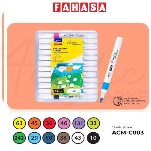 Hộp 12 Bút Lông Màu Acrylic Markers 1 Đầu - Colokit ACM-C003