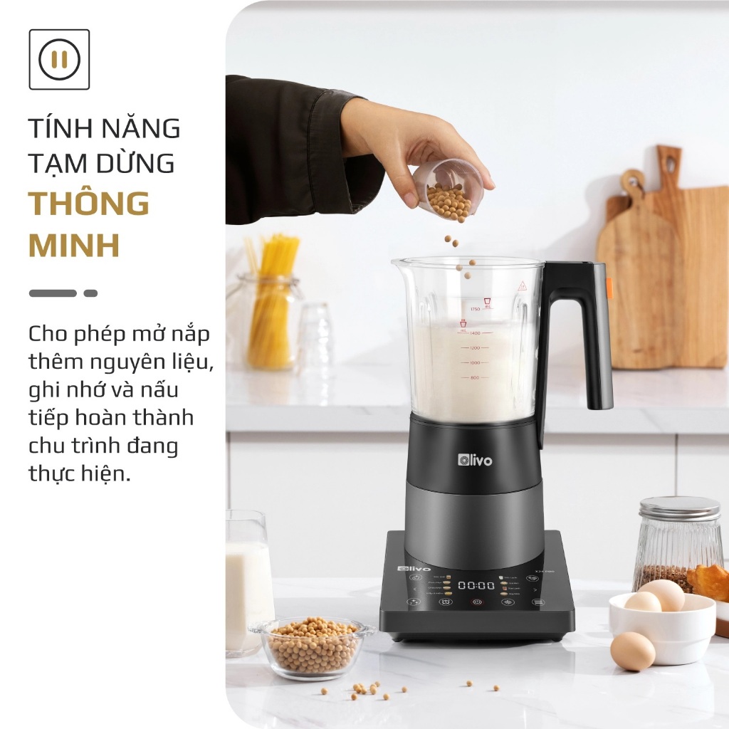 Máy Làm Sữa Hạt Olivo X24 Pro, Mâm Nhiệt Gốm Công Suất 2100w, Sấy Khử Khuẩn - Tạm Dừng Khi Nấu, Hàng Chính Hãng