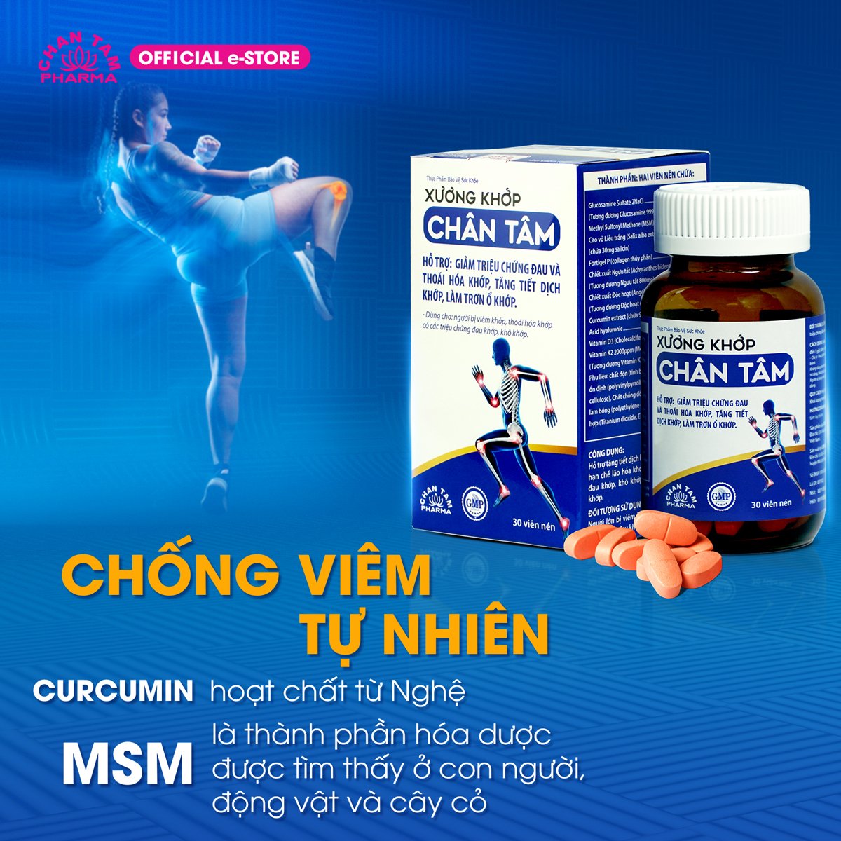 Viên xương khớp Chân Tâm giúp bổ khớp, hỗ trợ đau nhức xương khớp, hạn chế lão hóa khớp, thoái hóa khớp