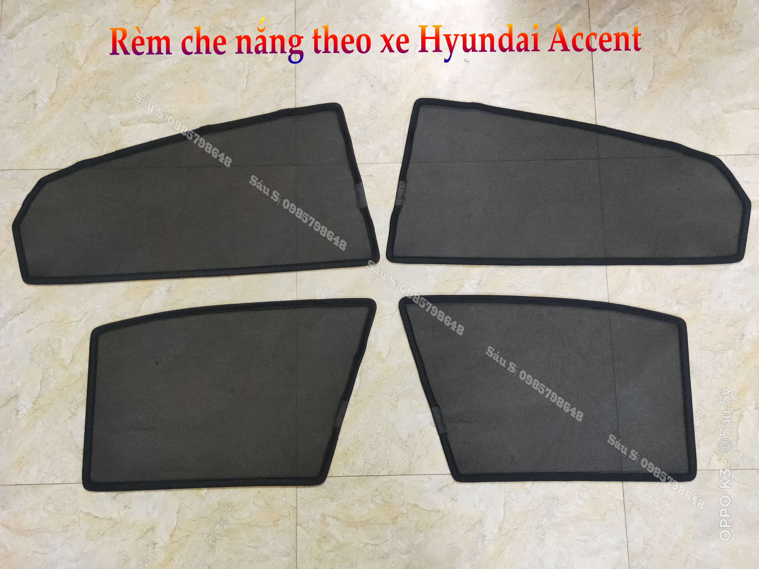 Bộ 4 tấm Rèm che nắng theo xe ô tô Hyundai ACCENT 2017-2023, Tấm che nắng ô tô nam châm tự dính