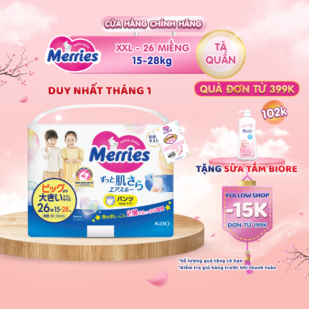 Tã/bỉm quần Merries size XXL - 26 miếng