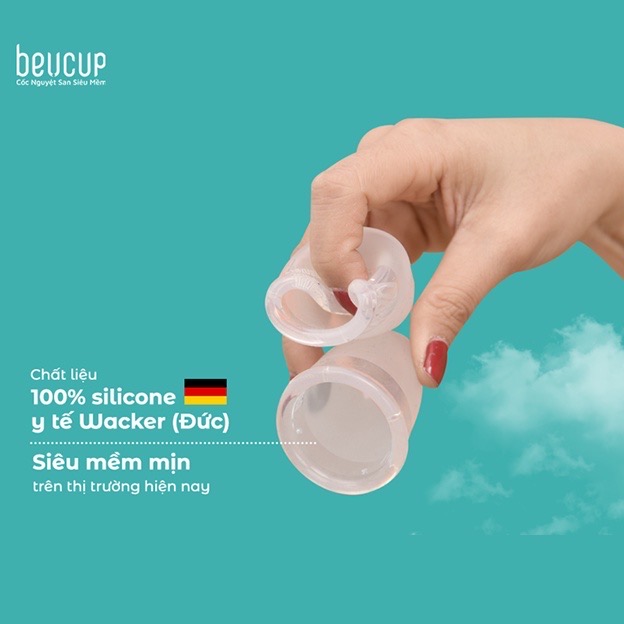 Bộ Sản Phẩm Cốc Nguyệt San BeU Cup 40ml, Siêu Mềm Hardness 40, Chuẩn FDA HOA KỲ, 100% silicone Y Tế WACKER ĐỨC, ISO 13485 Chuẩn thiết bị y tế loại A, HÀNG CHÍNH HÃNG