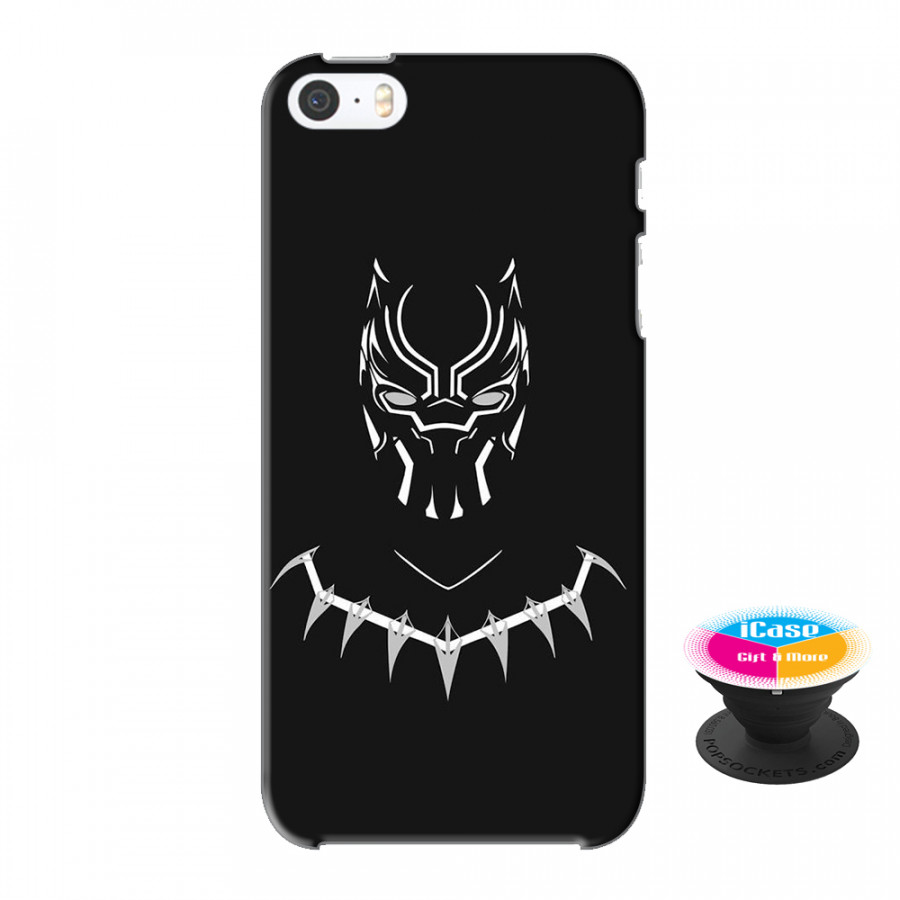 Ốp lưng nhựa dẻo dành cho iPhone SE in hình Báo Đen - Tặng Popsocket in logo iCase - Hàng Chính Hãng