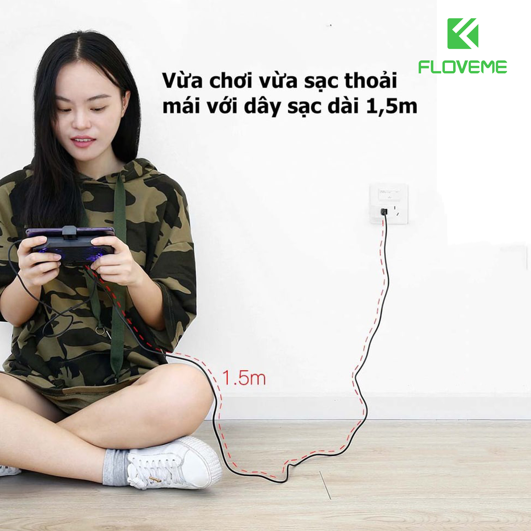 TAY CẦM CHƠI GAME TẢN NHIỆT FLOVEME  - tích hợp pin dự phòng 2000 mAh -  không lo hết pin, nóng điện thoại. - Hàng chính hãng