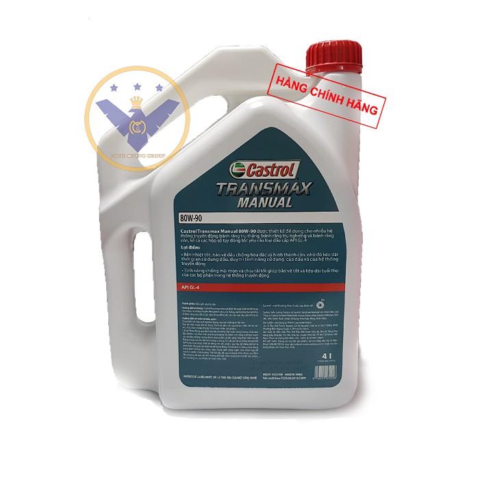 Dầu hộp số tay, dầu cầu xe ô tô Castrol Transmax Manual 80W-90 API GL4 Can 4L