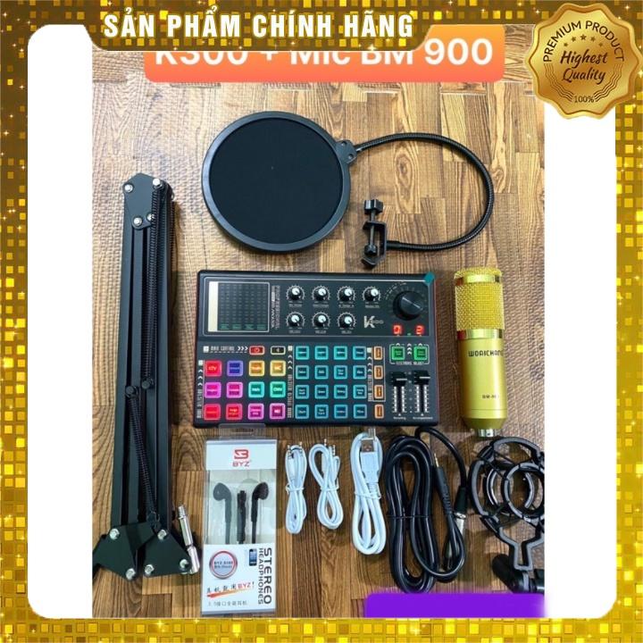 Trọn Bộ Sound Card K300 Mic Thu Âm BM 900 Hỗ Trợ Hát Autotune , Livestream , Thu Âm Cực Hay