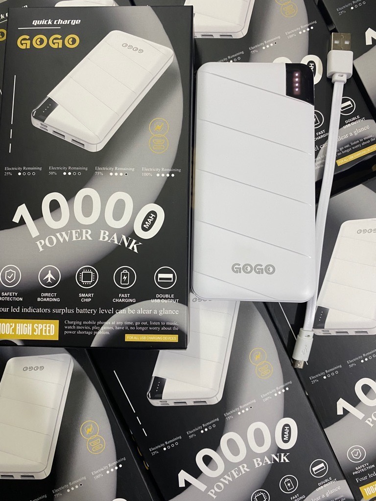 Pin sạc dự phòng Gogo 10.000mah, 2 cổng sạc nhanh và sạc chậm-HN