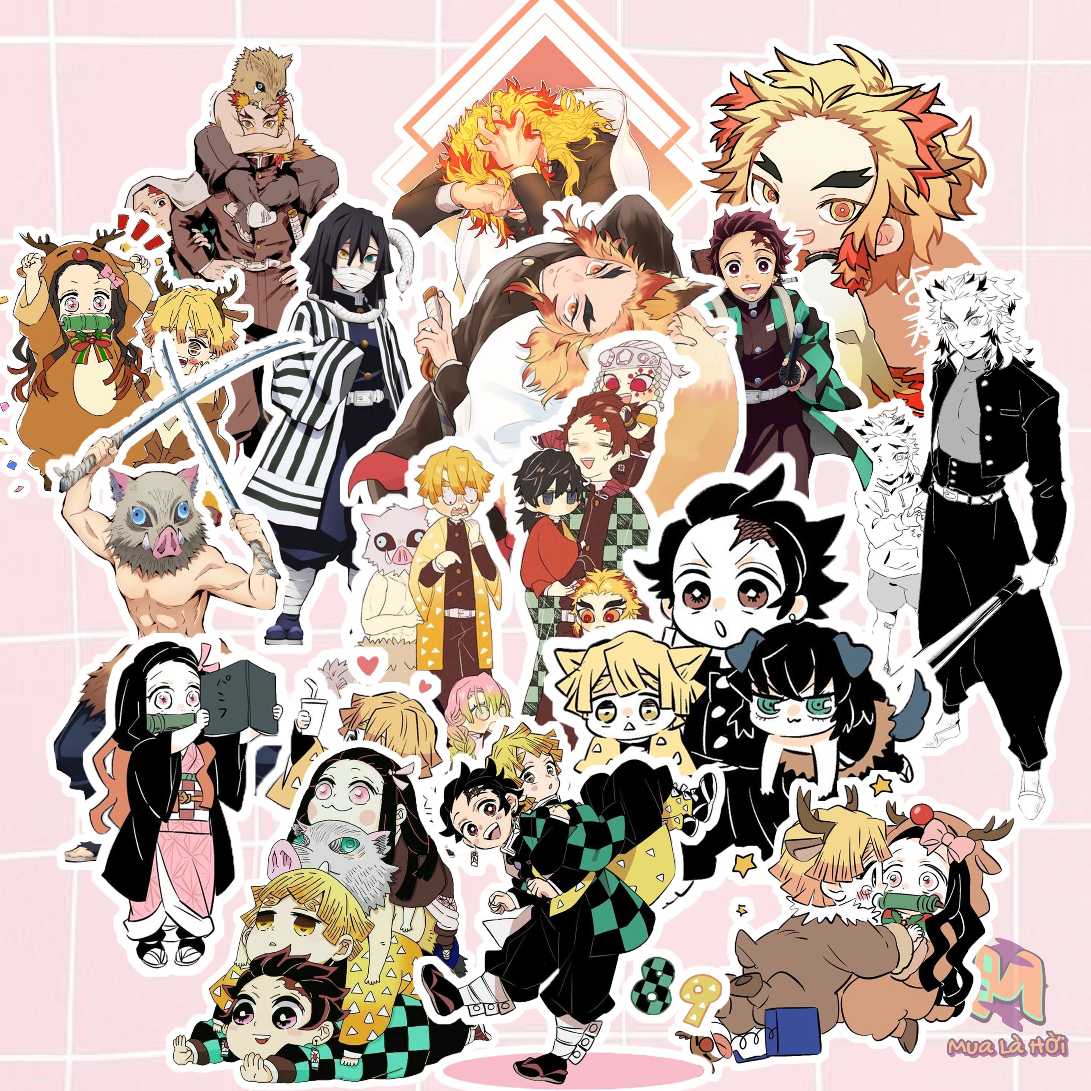 Miếng dán Stickers chủ đề Thanh gươm diệt quỷ