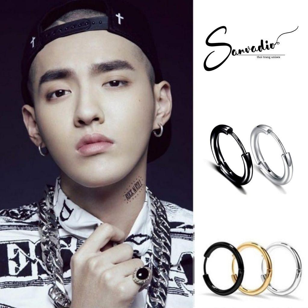 Khuyên tai tròn titan SANVADIO mạ Bạc-khuyên tai nam G-dragon- bông tai cực chất trẻ trung, thời thượng
