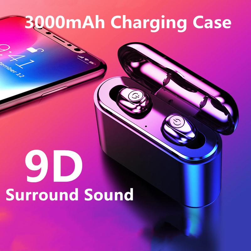 Mới F9 TWS Bluetooth Không Dây Tai Nghe 9D Stereo Thể Thao Chống Thấm Nước Tai Nghe Nhét Tai Tai Nghe Có Micro
