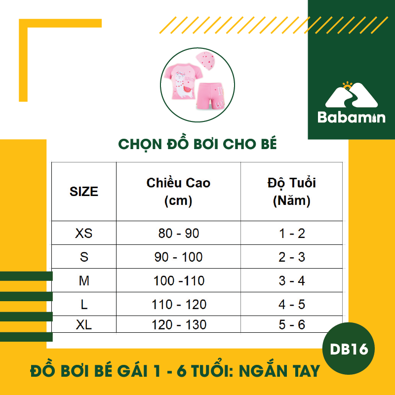 Đồ Bơi Ngắn Tay Cho Bé Gái 1 - 6 Tuổi Hình Cừu Dễ Thương - Siêu Mềm Mượt - DB16