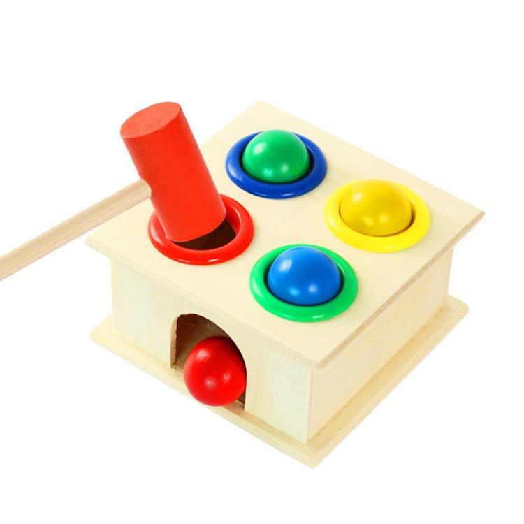 Đập Bóng Thả Hình Đồ Chơi Gỗ Montessori ,Màu Sắc Đẹp,Bé Luyện Kỹ Năng Tay và Học Màu Sắc,Hình Khối