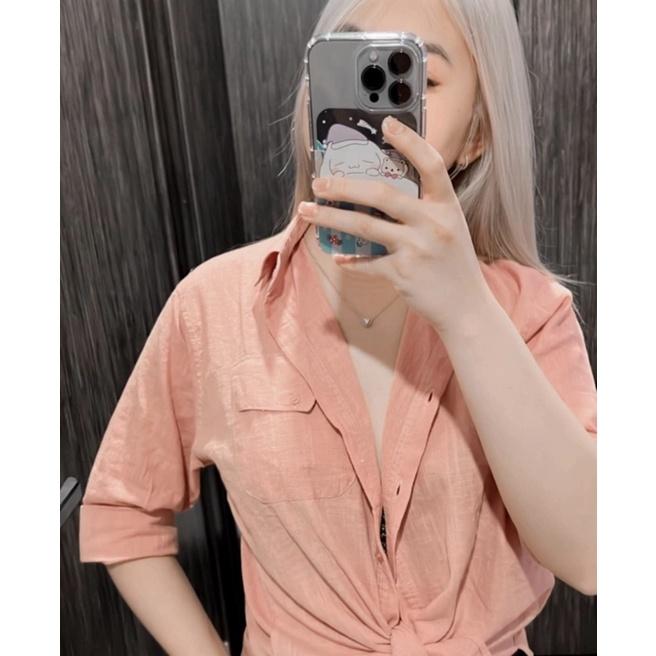 Áo sơ mi nữ vải xô dáng slim dài tay kiểu dáng basic nhiều màu sắc - donulatte.clothing Muslin Fabric Shirt