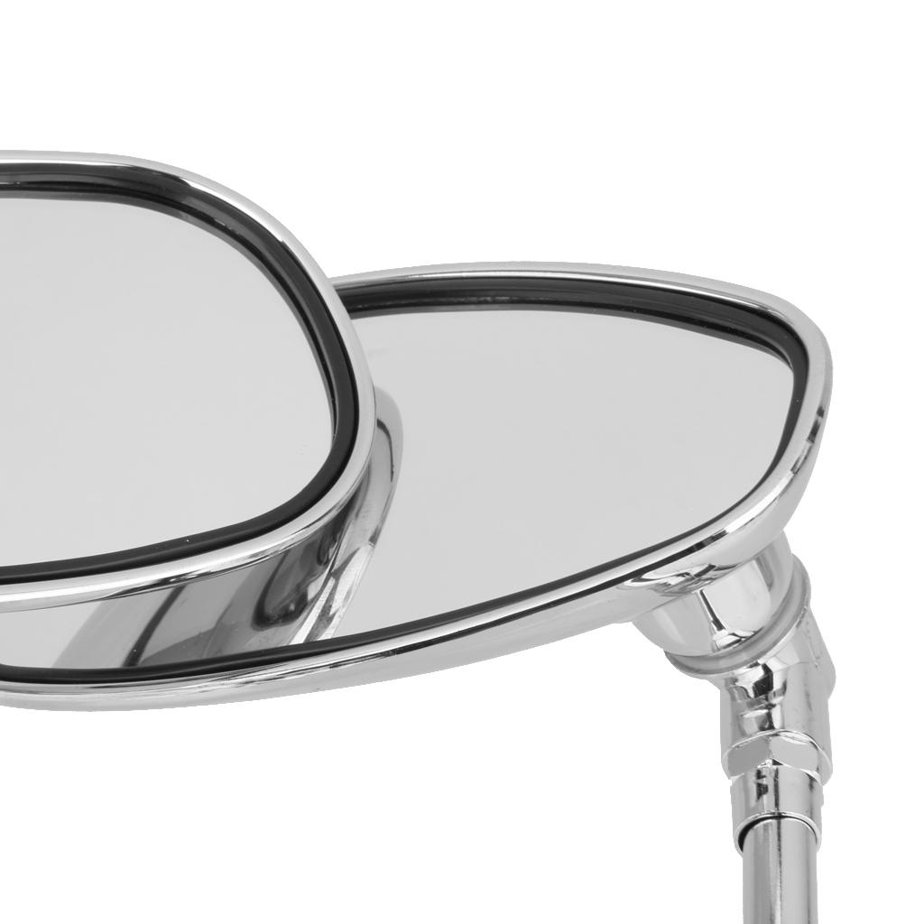 Motorcycle Chrome Oval Side Rearview Mirrors for Cruiser Chopper 10mm