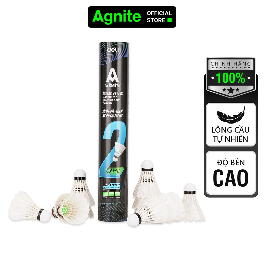 Ống cầu lông 12 quả Agnite - Phù hợp thi đầu và luyện tập - Hàng chính hãng - F2202S