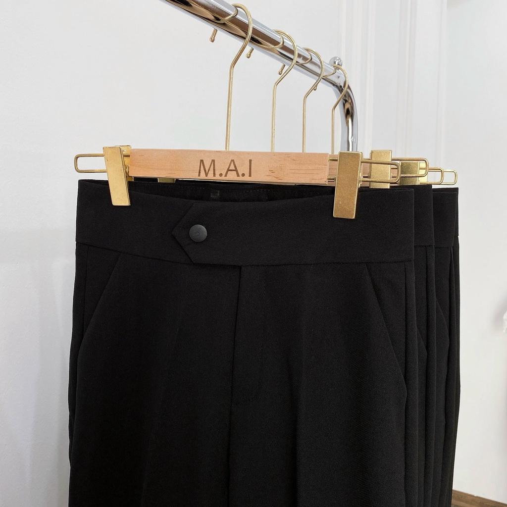 Quần baggy tây nữ lưng cao công sở phối cúc bấm Chất vitex loại 1 mềm mịn, co giãn nhẹ