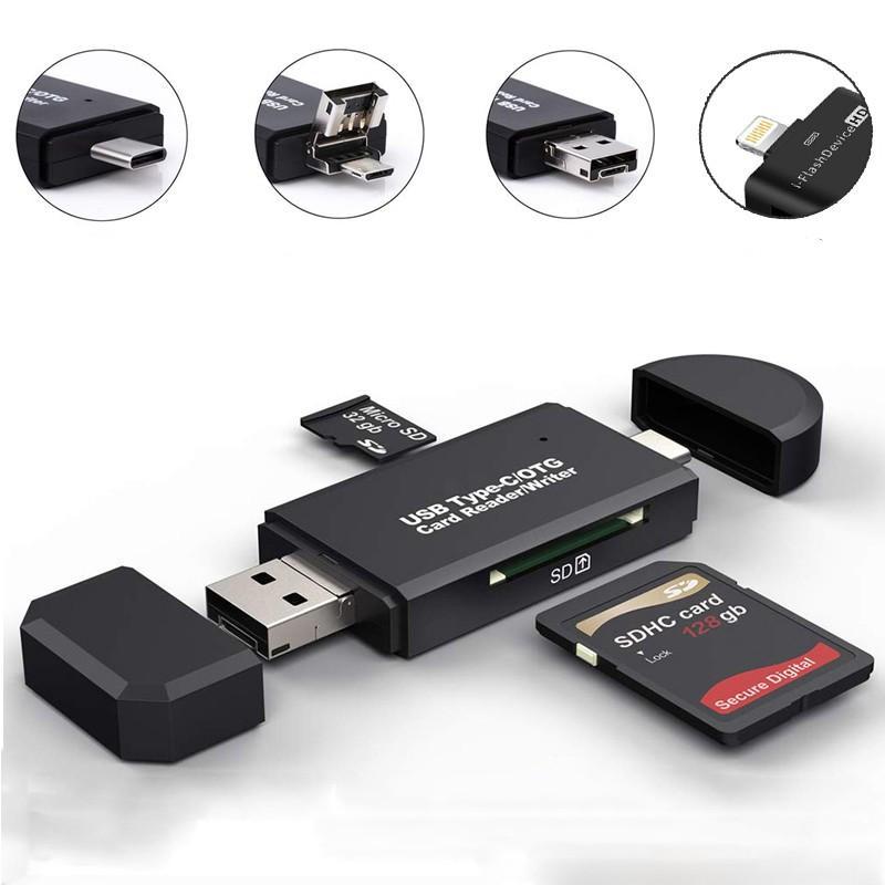 Đầu Đọc Thẻ Nhớ 3 Trong 1 Đa Năng Cho iPhone Type-c Micro USB/ Micro SD / SD Phù Hợp Cho Điện Thoại Thông Minh