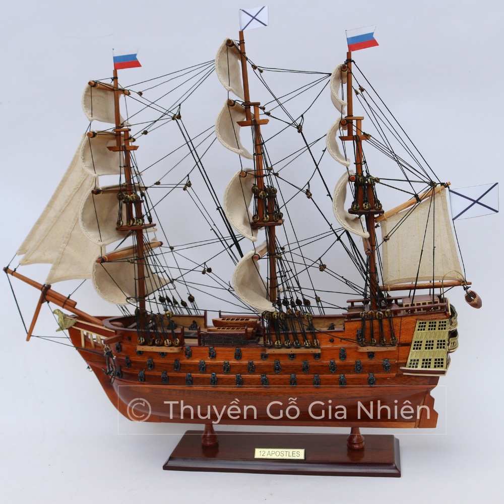 Mô Hình Thuyền Gỗ Phong Thủy Gia Nhiên, Thuyền Buồm Gỗ 12 APOSTLES Dài 40cm, Thuyền Trang Trí Xuất Khẩu Chất Lượng Cao
