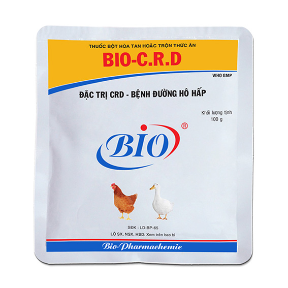 Thuốc bột hoà tan hoặc trộn thức ăn BIO-CRD chuyên bệnh CRD, bệnh đường hô hấp