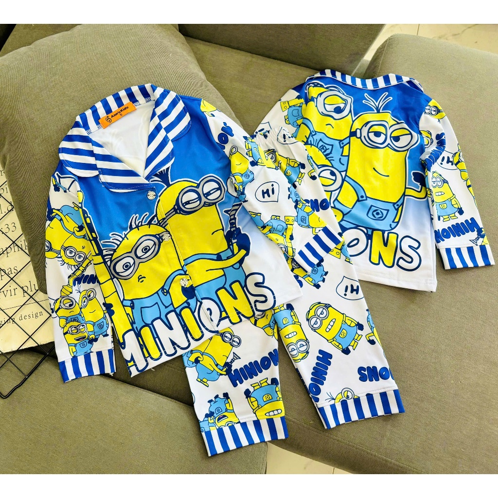 Đồ bộ bé trai, Bộ ngủ dài tay pijama pizama cho bé trai hình Siêu nhân labubu từ 12-40kg chất thun lạnh mềm mịn mát