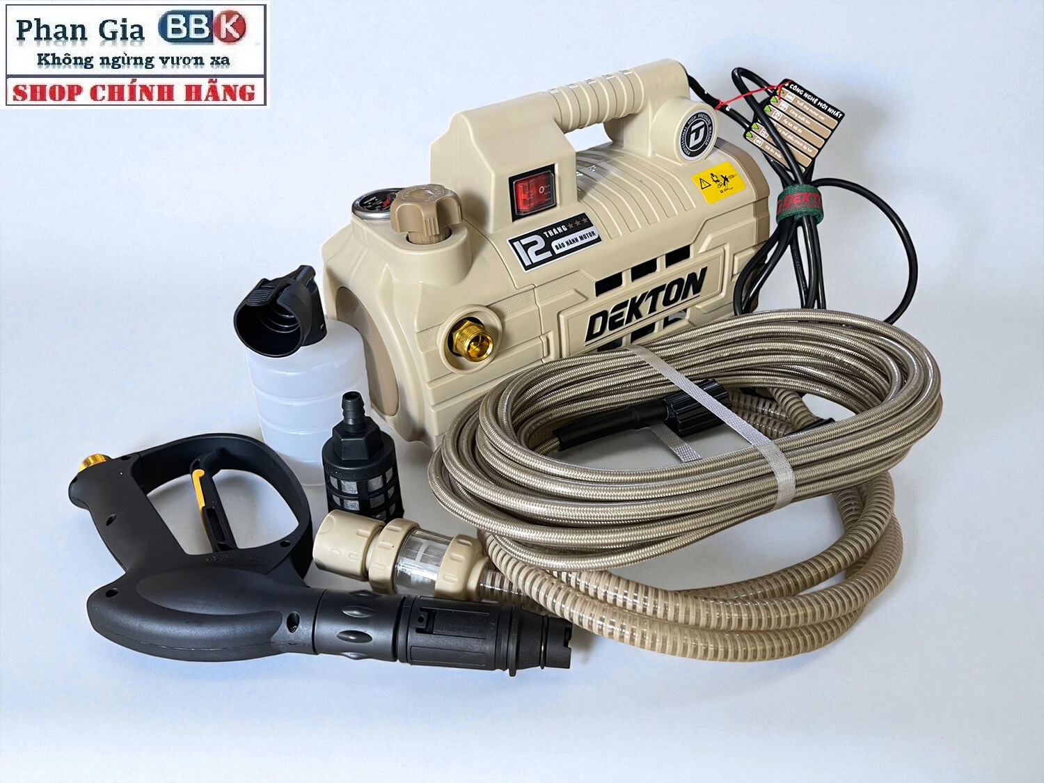 Máy Rửa Xe Có Chỉnh Áp DEKTON CWR2200VTG - Công Suất 790W - Màu BE Cổ Điển – Siêu Tiết Kiệm Nước