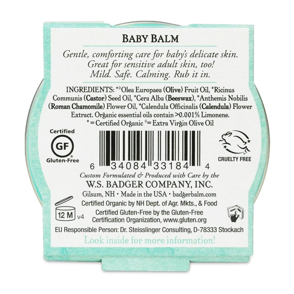 Sáp Hữu Cơ Dưỡng Da Cho Bé Badger Baby Balm - Dưỡng ẩm và bảo vệ da bé, chứng nhận USDA Organic - 0.75oz (21g)