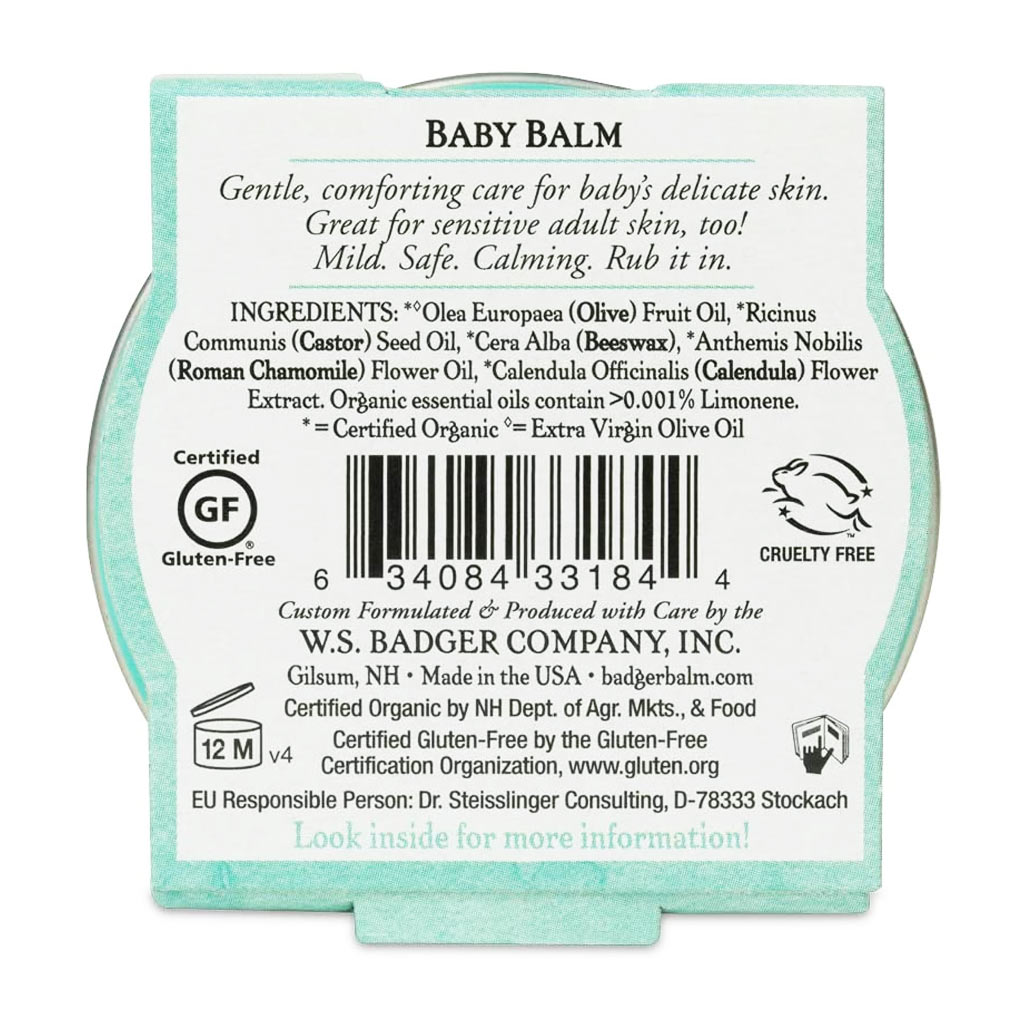 Sáp Hữu Cơ Dưỡng Da Cho Bé Badger Baby Balm - Dưỡng ẩm và bảo vệ da bé, chứng nhận USDA Organic - 0.75oz