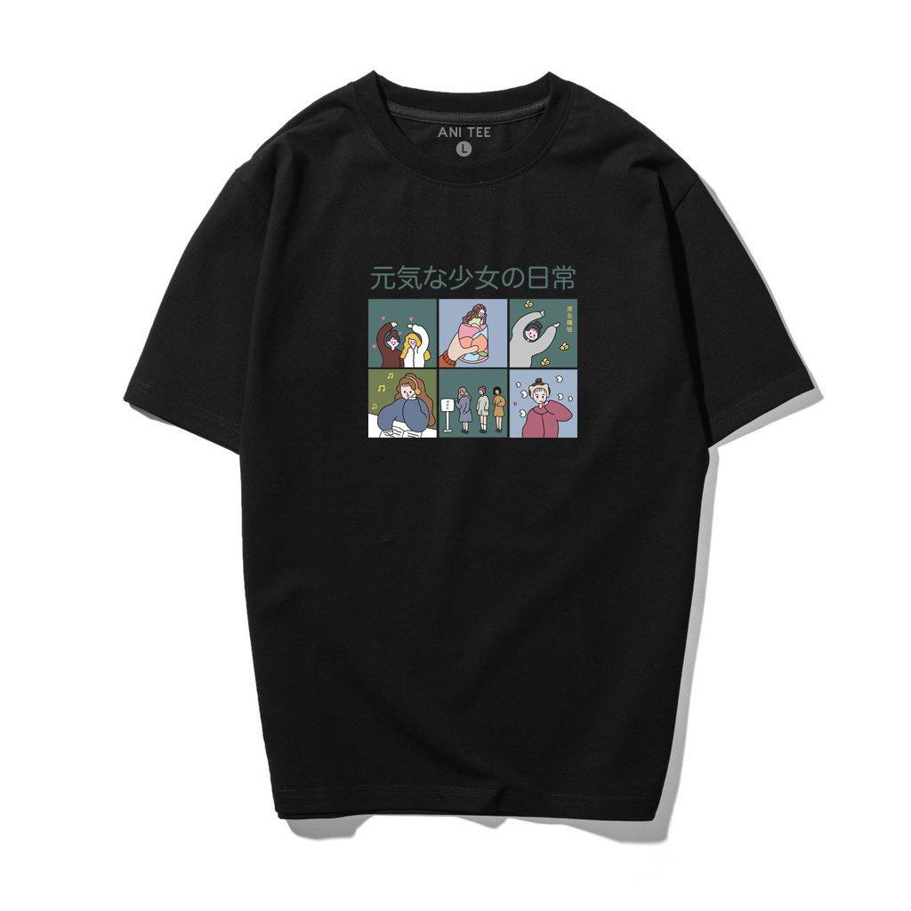 Áo Thun Unisex Tay Lỡ Form Rộng - Girls' Japan