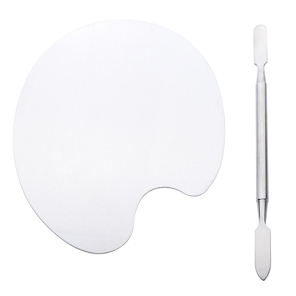 2x Stainless Steel Palette Nail Art Gel Polish Cosmetic Makeup Foundation Mixing Paint Plate DIY Manicure Tool 12.5x9 cm