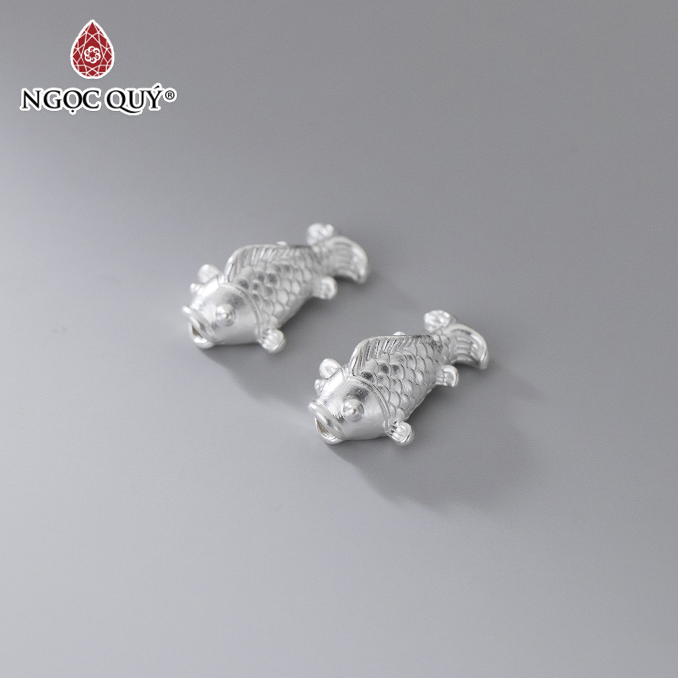 Charm bạc hình cá chép xỏ ngang - Ngọc Quý Gemstones