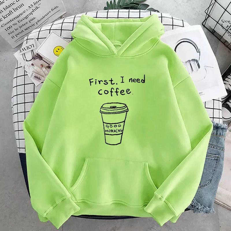 ÁO HOODIE UNISEX IN I NEED COFFEE (NHIỀU MÀU)