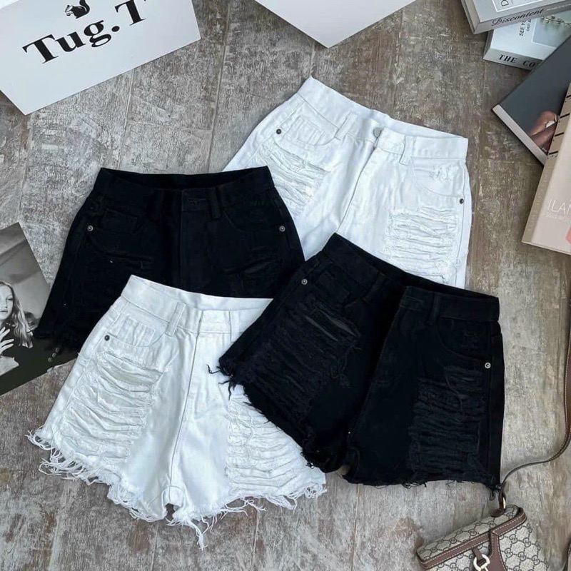 Quần short jean rách tua Quàng Châu nữ QDN703