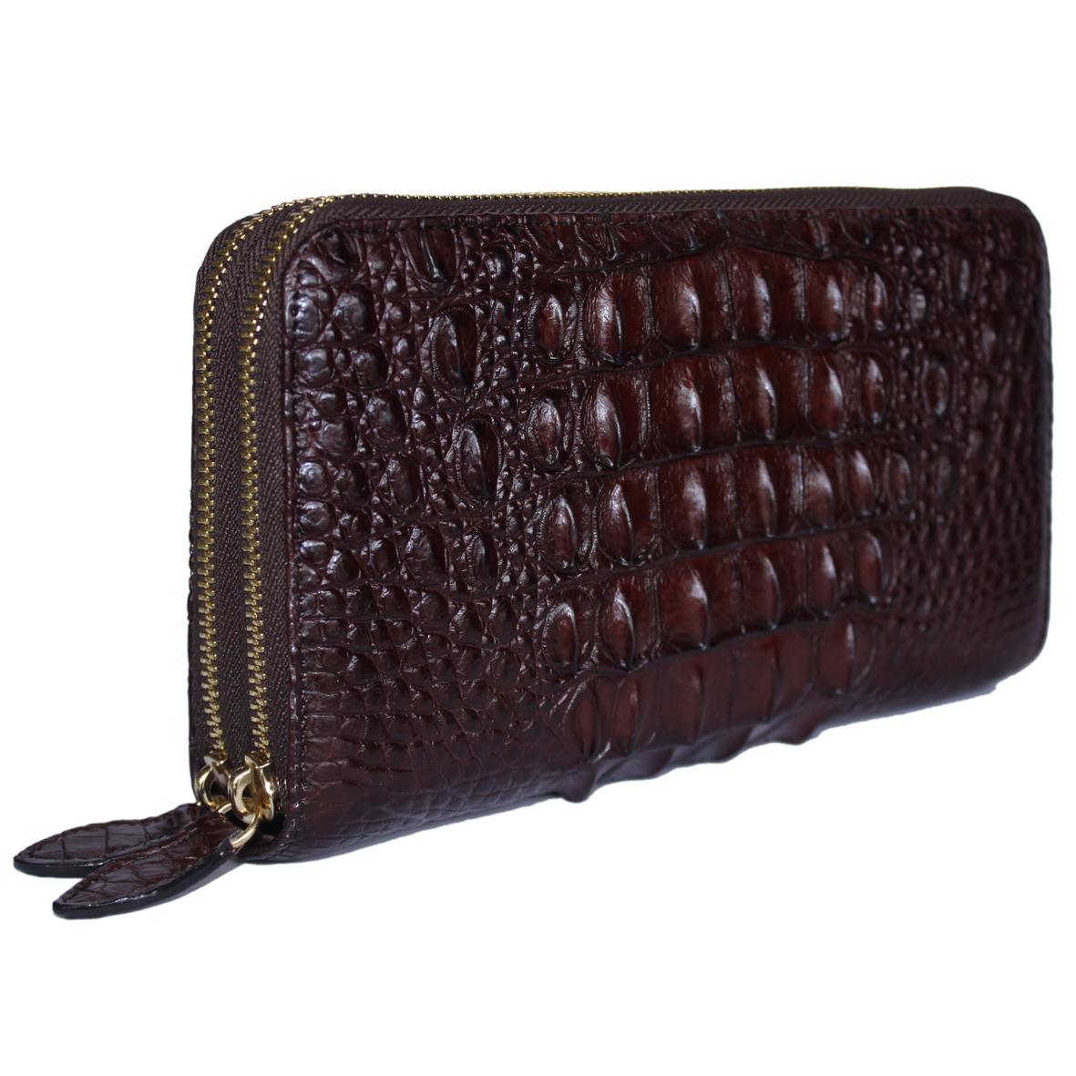 Bóp nữ da cá sấu Huy Hoàng nhiều ngăn gai cầm tay màu đen, nâu đỏ, vàng, nâu đất HT3738-39-40-41