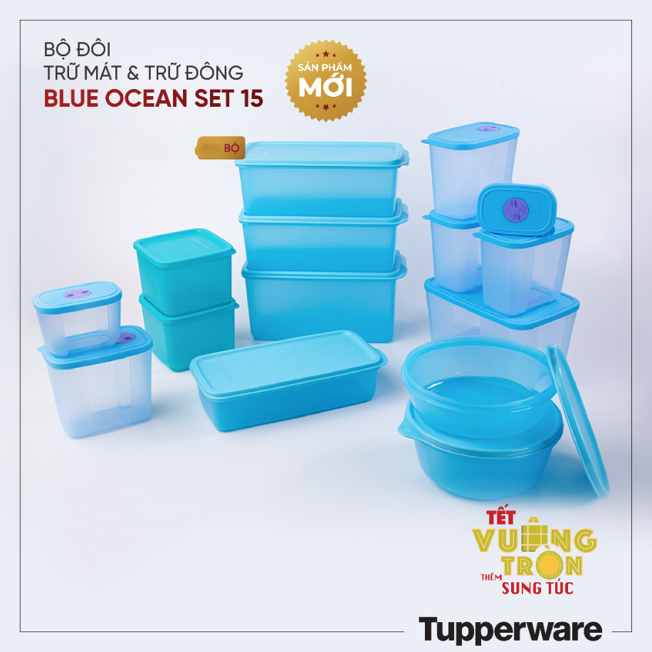 Bộ Hộp Trữ Mát và Trữ Đông Blue Ocean Set 19 Hộp Tupperware