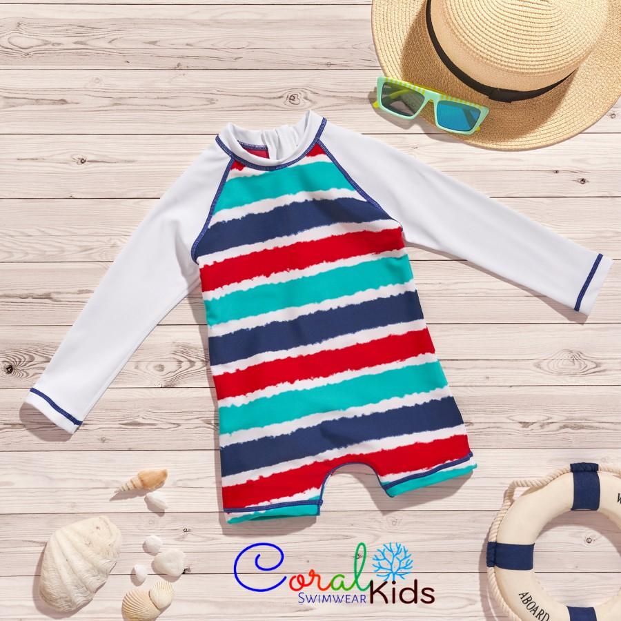 Đồ bơi chống nắng giữ nhiệt Coral Kids swimwear cho bé trai từ 6 tháng đến 4 tuổi - Leo Swimwear - Tặng tã bơi